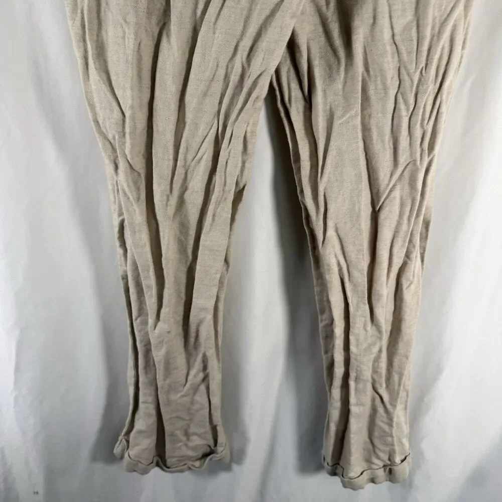 Tommy Hilfiger Linen Blend Pants Men's 36x30 Beige Pleated Slash Pockets